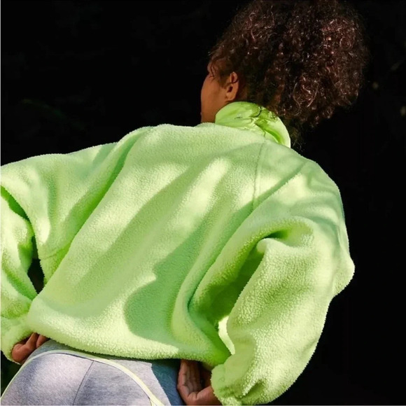 New Free People Hit The Slopes Fleece Jacket Bomber FP Movement Lime Green XS - Picture 9 of 9